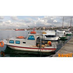 Survey vessel or workboat at a marine project site
