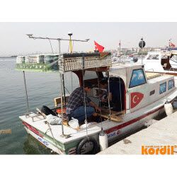 Survey vessel or workboat at a marine project site
