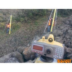 Surveyor and geodetic instrument during field measurements