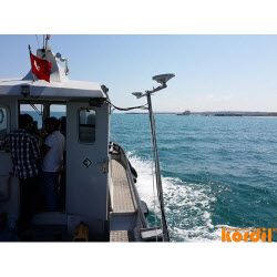 Survey vessel or workboat at a marine project site