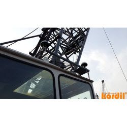 Crane or piling equipment used in marine construction