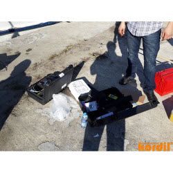 Surveyor and geodetic instrument during field measurements