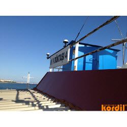Survey vessel or workboat at a marine project site