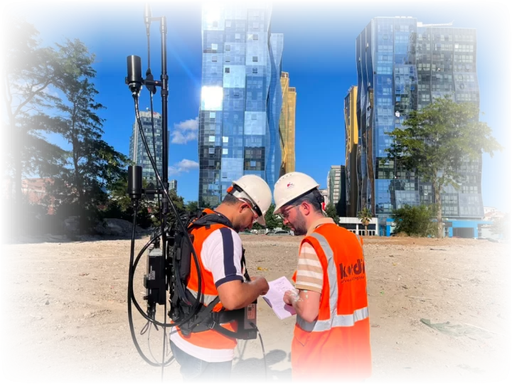 Kordil surveyors operating a land gradiometer with integrated GNSS positioning