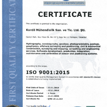 ISO 9001 2015 EN management certificate