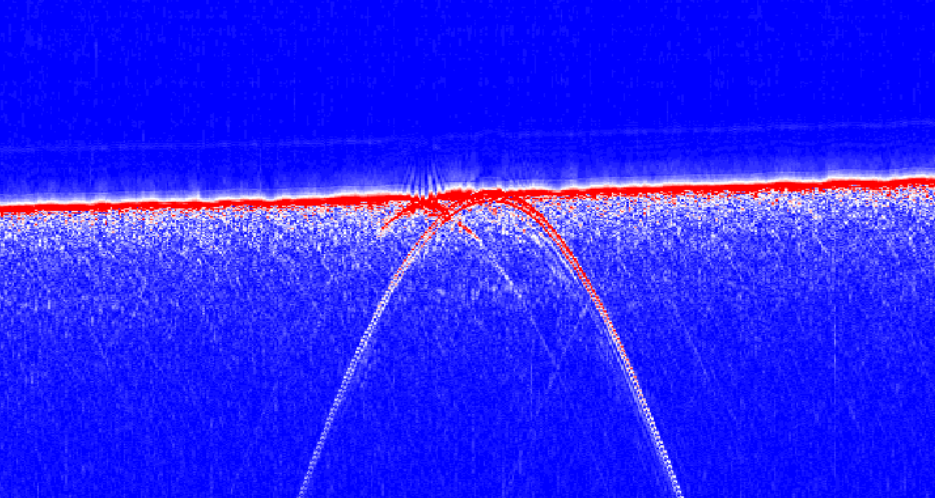 Sub-bottom profile showing a pipeline response