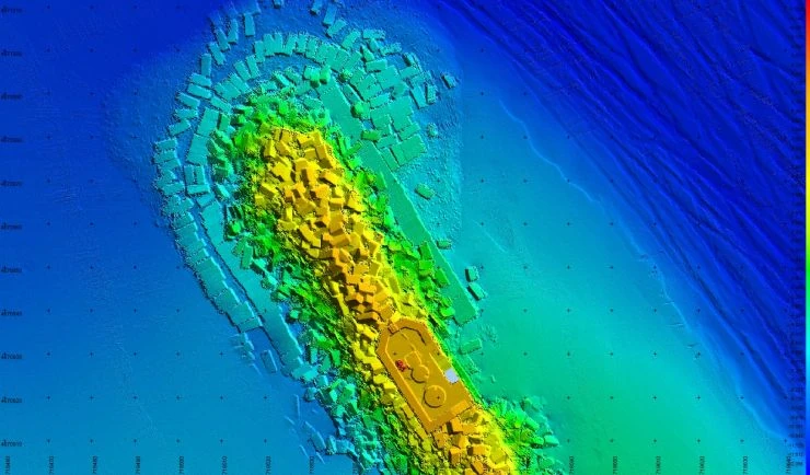 Mendirek Batimetrisi Multibeam bathymetric model of a breakwater and surrounding seabed