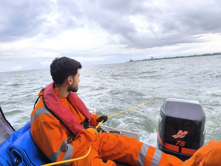 Kordil surveyor monitoring operations aboard a nearshore survey boat